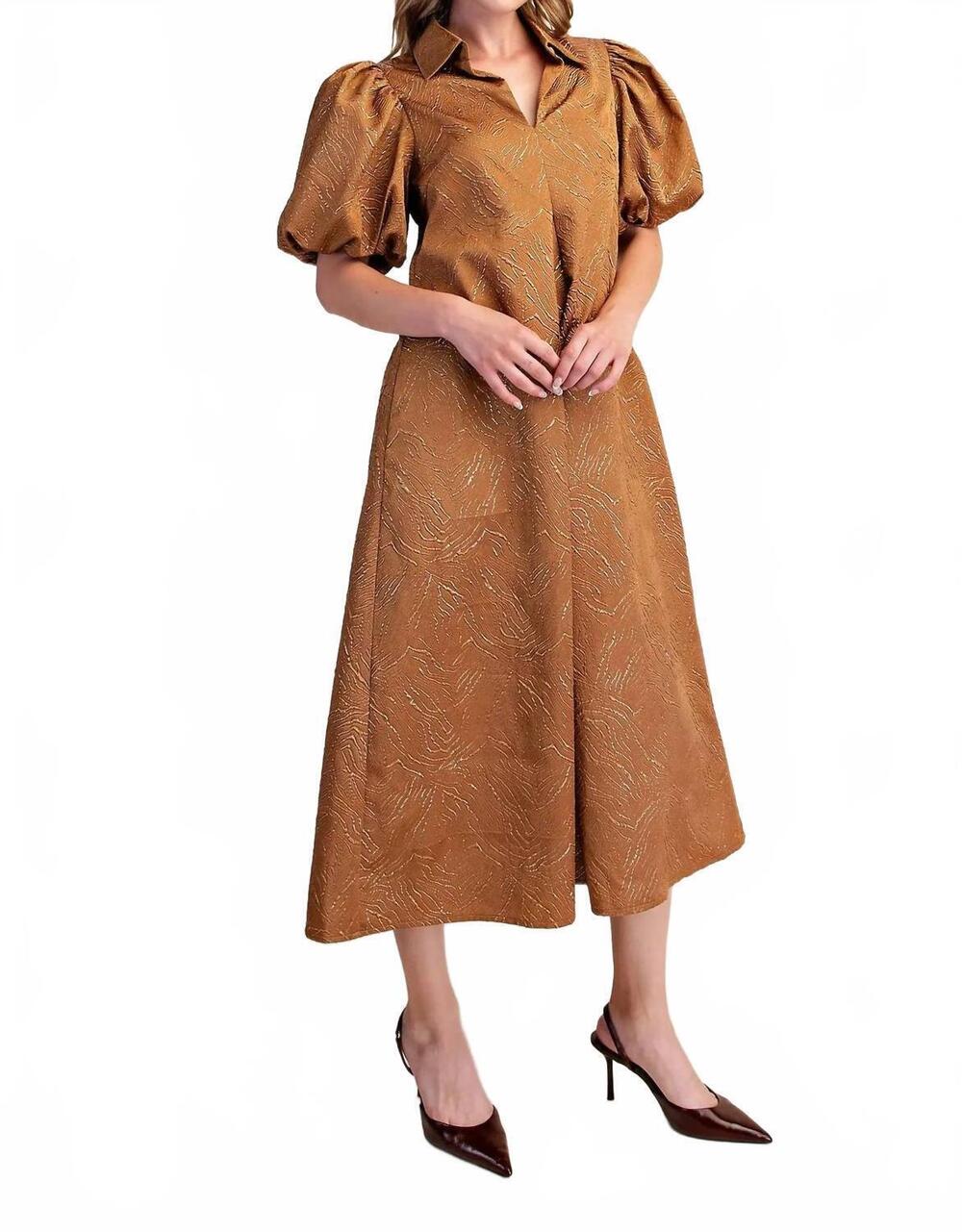 NEW GLAM tuscan midi dress in camel